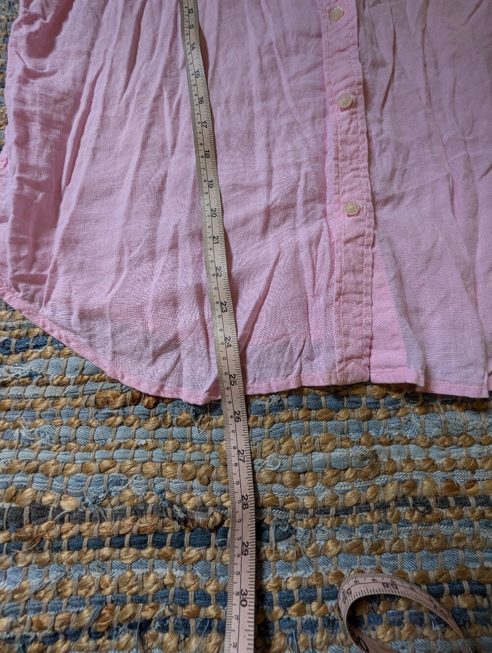Vtg Lauren Ralph Lauren Linen Button Up Shirt L Pink L/S Preppy Classic - Picture 4 of 7